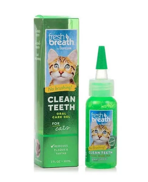 2 oz. Tropiclean Fresh Breath No Brushing Clean Teeth Oral Care Gel For Cats - Health/First Aid
